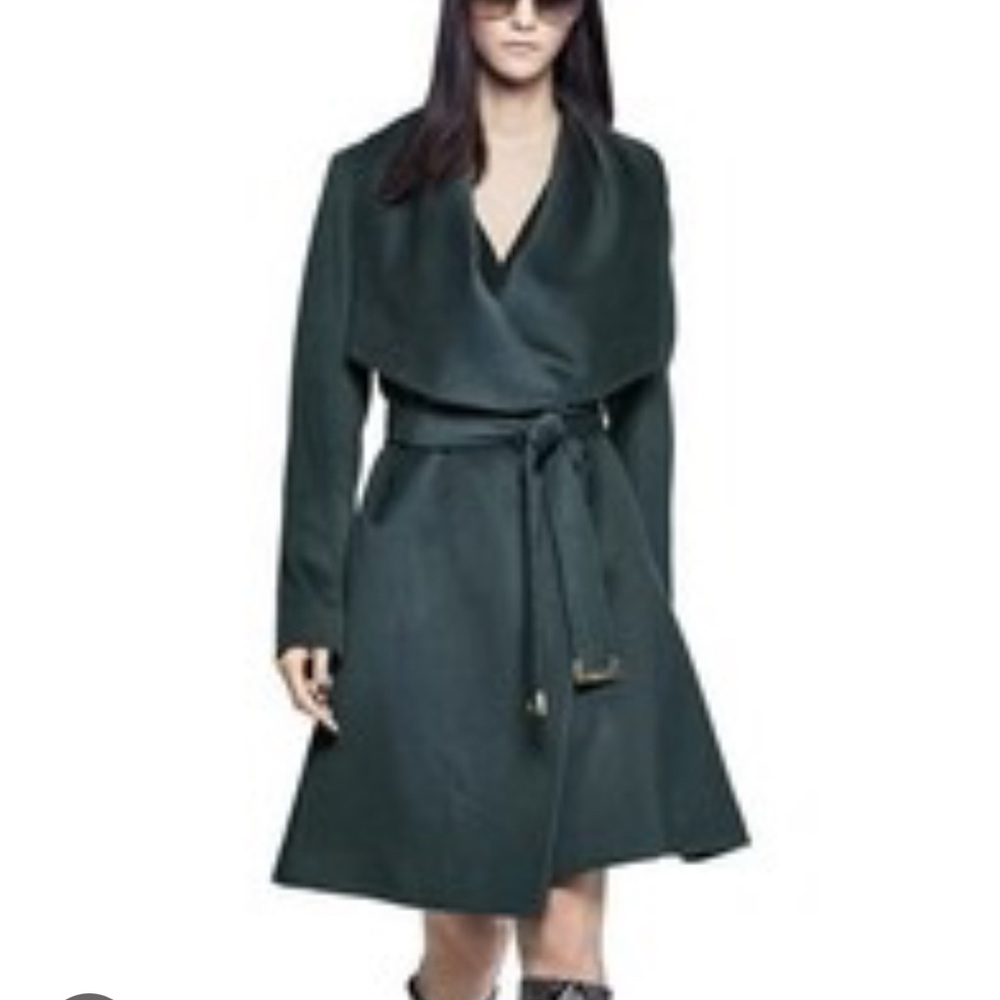Diane von Furstenberg Harlow Drape Collar Wool Blend Wrap Coat